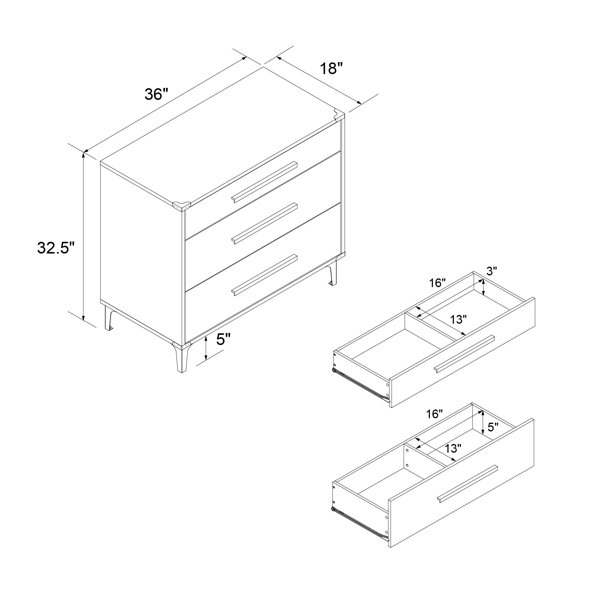 CosmoLiving by Cosmopolitan 3 Drawer 91.44Cm W Chest Of Drawers
